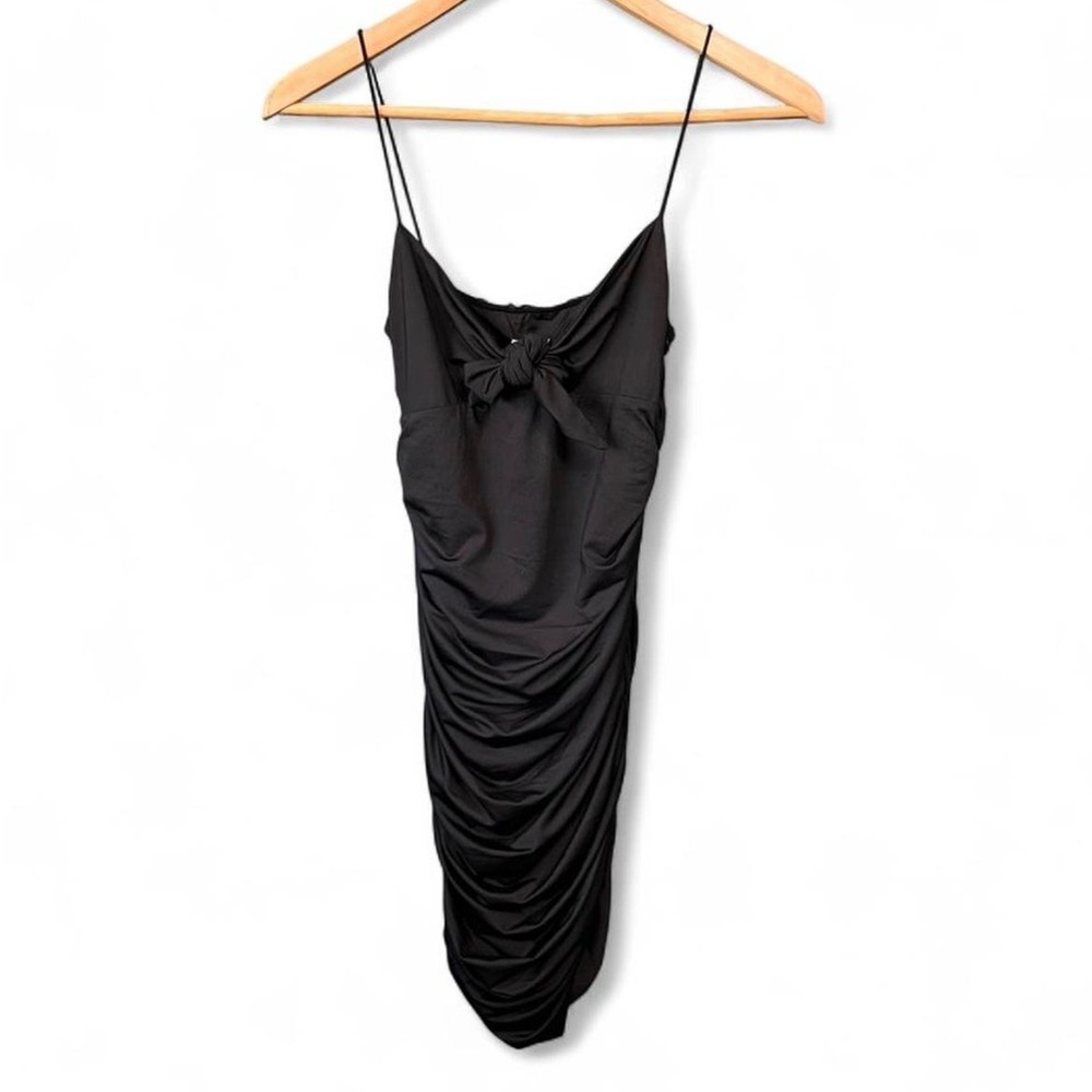 NWT Princess Polly Y2K Black Ruched Bodycon Spaghetti Strap Mini Dress, Size 6